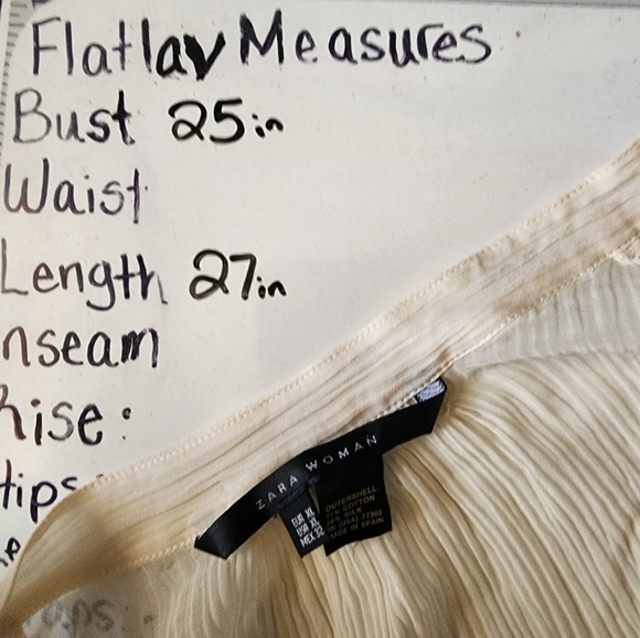 Zara creme ruffled vneck buttondown longsleeve top - Picture 9 of 10